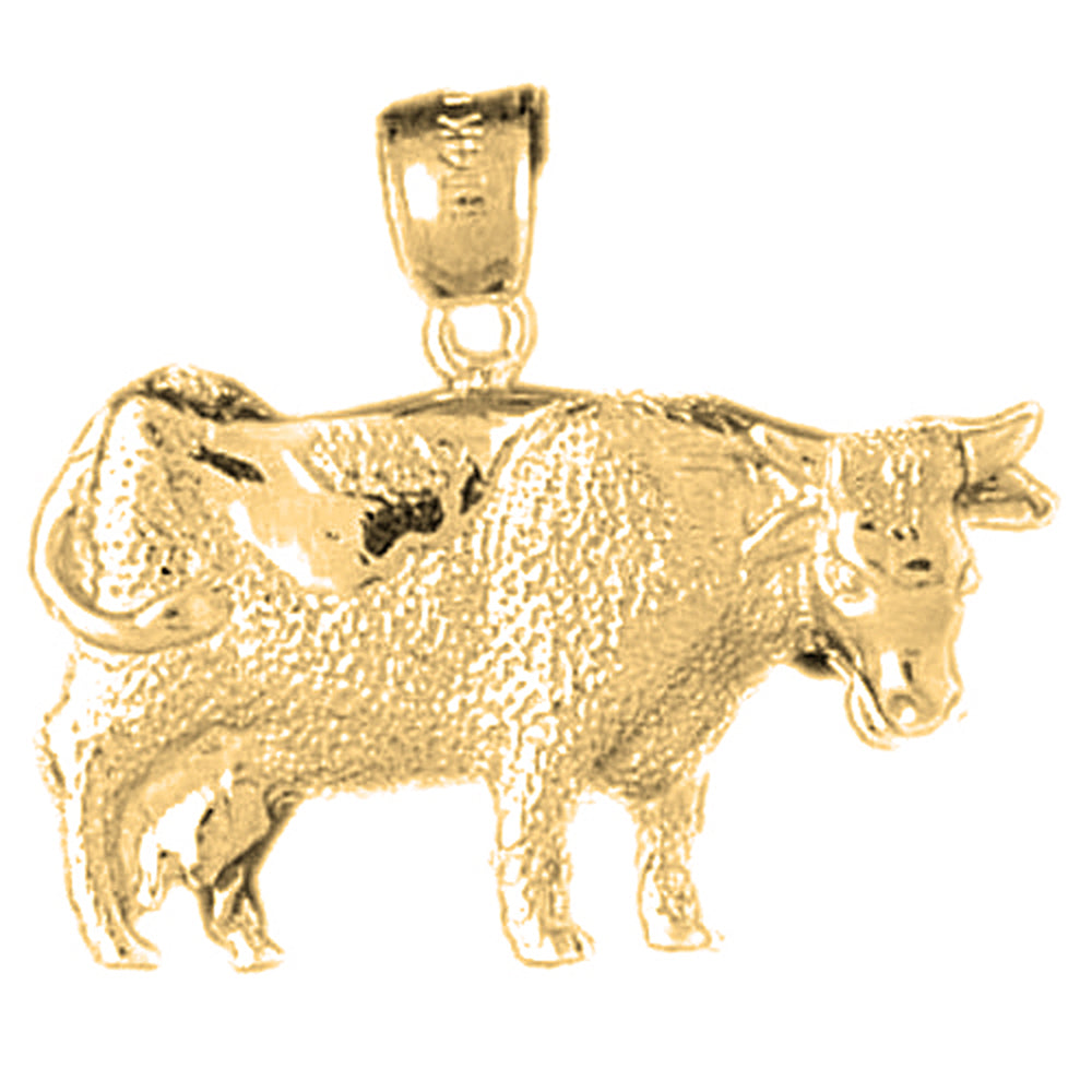 Yellow Gold-plated Silver Cow Pendant