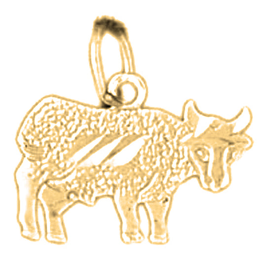 Yellow Gold-plated Silver Cow Pendant