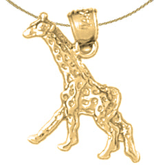 Sterling Silver Giraffe Pendant (Rhodium or Yellow Gold-plated)