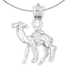 Sterling Silver 3D Camel Pendant (Rhodium or Yellow Gold-plated)