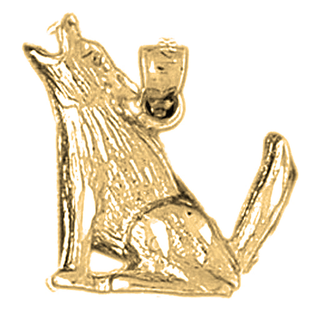 Yellow Gold-plated Silver Coyote Pendant