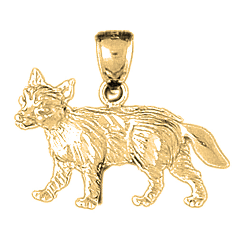 Yellow Gold-plated Silver Fox Pendant
