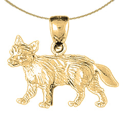 Sterling Silver Fox Pendant (Rhodium or Yellow Gold-plated)
