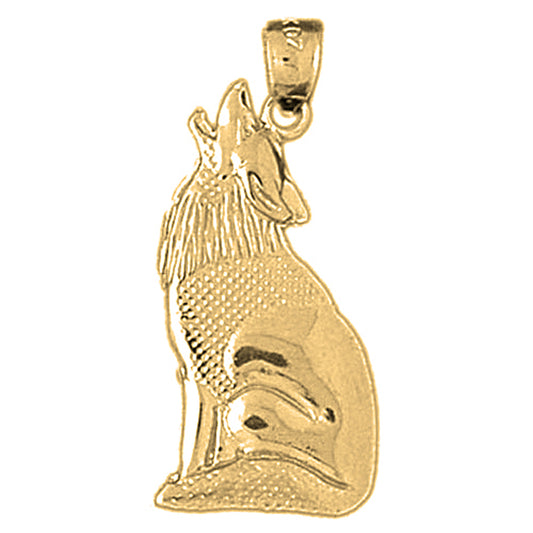 Yellow Gold-plated Silver Coyote Pendant