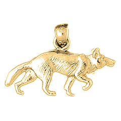 Yellow Gold-plated Silver Wolf Pendant