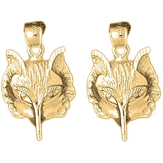 Yellow Gold-plated Silver 24mm Wolf Earrings