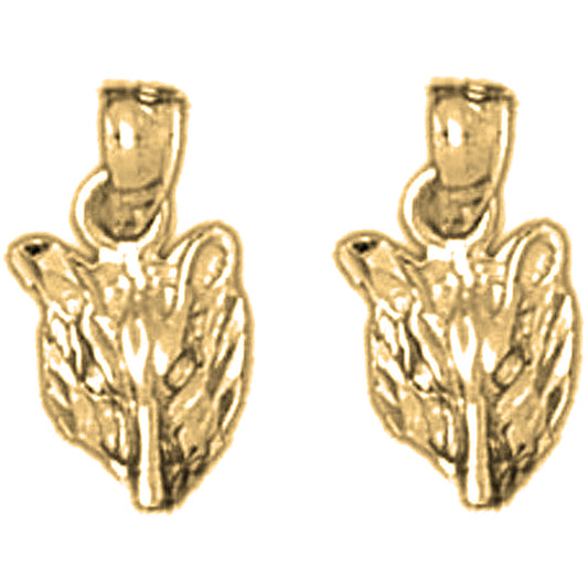 Yellow Gold-plated Silver 13mm Wolf Earrings