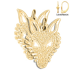 14K or 18K Gold 18mm Wolf Earrings
