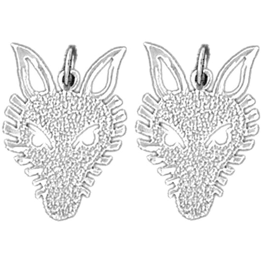 Sterling Silver 18mm Wolf Earrings