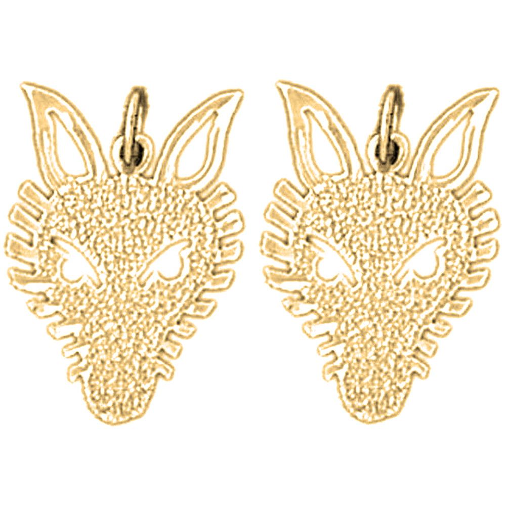 14K or 18K Gold 18mm Wolf Earrings