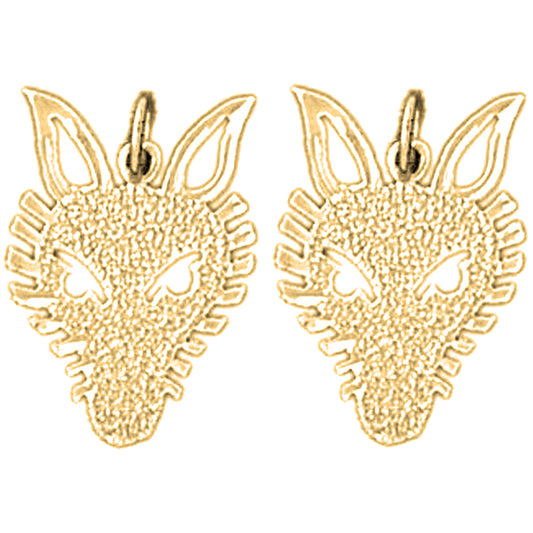 Yellow Gold-plated Silver 18mm Wolf Earrings