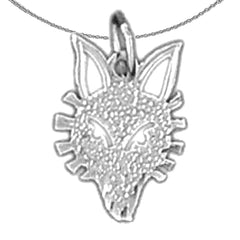 Sterling Silver Wolf Pendant (Rhodium or Yellow Gold-plated)