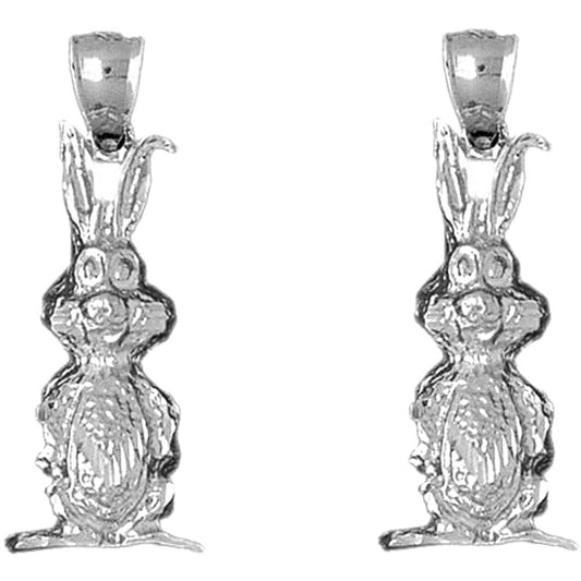 Sterling Silver 35mm Rabbit Earrings
