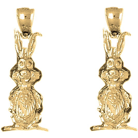 Yellow Gold-plated Silver 35mm Rabbit Earrings