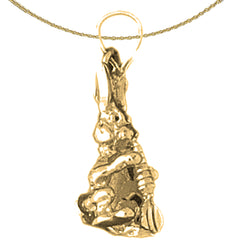 Colgante de conejo 3D de plata de ley (bañado en rodio o oro amarillo)