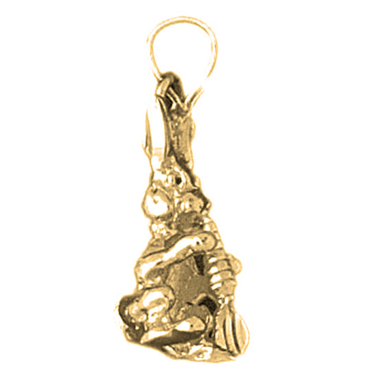Yellow Gold-plated Silver 3D Rabbit Pendant