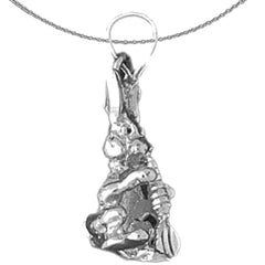 Sterling Silver 3D Rabbit Pendant (Rhodium or Yellow Gold-plated)