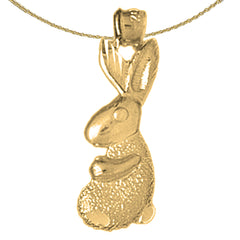 Colgante de conejo de plata de ley (bañado en rodio o oro amarillo)