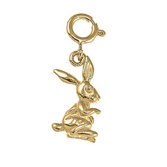 Yellow Gold-plated Silver 3D Rabbit Pendant