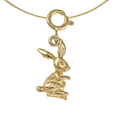 Sterling Silver 3D Rabbit Pendant (Rhodium or Yellow Gold-plated)