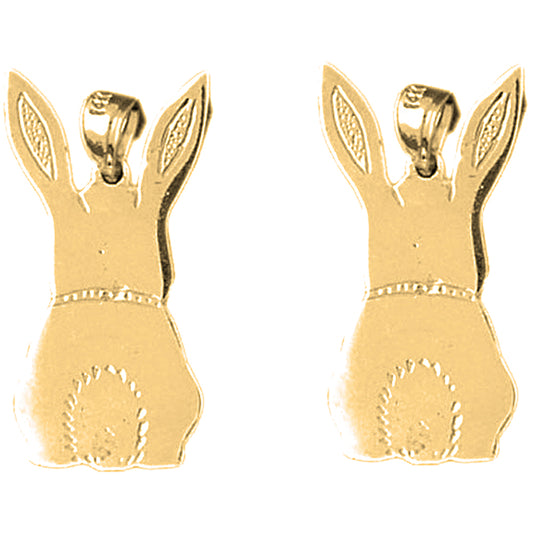 Yellow Gold-plated Silver 27mm Rabbit Earrings