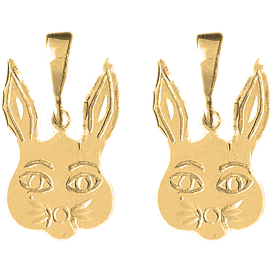Yellow Gold-plated Silver 27mm Rabbit Earrings