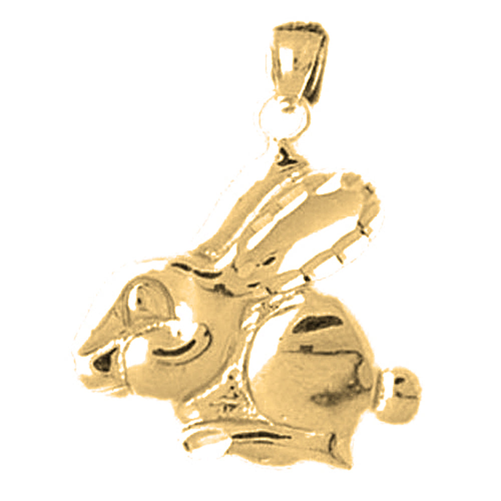 Yellow Gold-plated Silver Bunny Rabbit Pendant