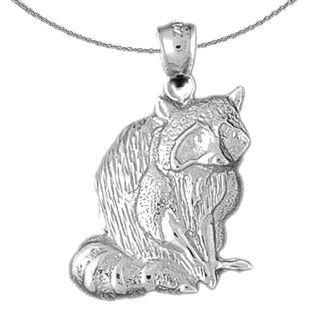 Sterling Silver Racoon Pendant (Rhodium or Yellow Gold-plated)