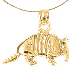 Sterling Silver 3D Armadillo Pendant (Rhodium or Yellow Gold-plated)