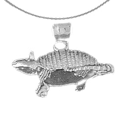 Sterling Silver Armadillo Pendant (Rhodium or Yellow Gold-plated)