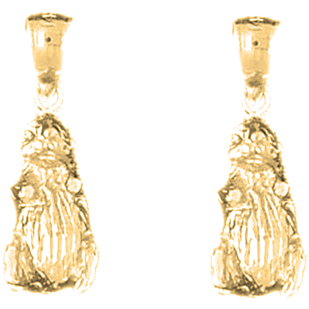 Yellow Gold-plated Silver 22mm Otter Earrings