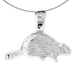 Sterling Silver Beaver Pendant (Rhodium or Yellow Gold-plated)
