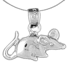 Sterling Silver Mouse Pendant (Rhodium or Yellow Gold-plated)