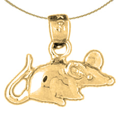 Sterling Silver Mouse Pendant (Rhodium or Yellow Gold-plated)