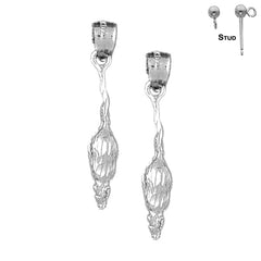 Sterling Silver 30mm Rat Earrings (White or Yellow Gold Plated)