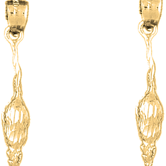 Yellow Gold-plated Silver 30mm Rat Earrings