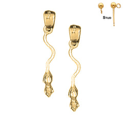 Sterling Silver 29mm Rat Earrings (White or Yellow Gold Plated)