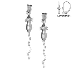 Sterling Silver 42mm Rat Earrings (White or Yellow Gold Plated)