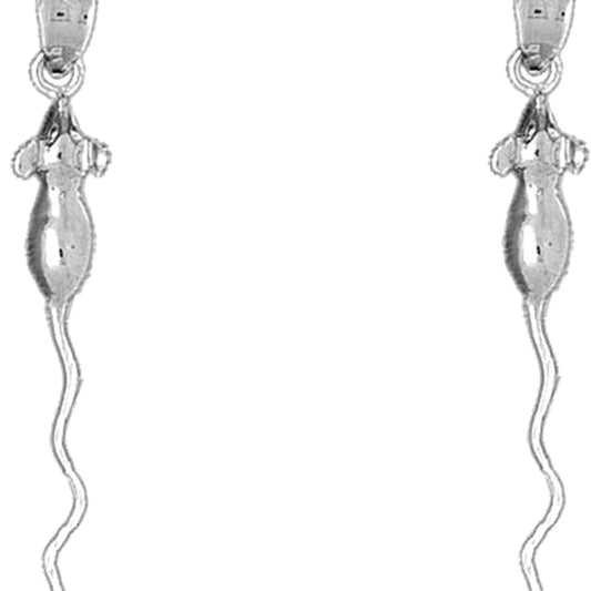 Sterling Silver 42mm Rat Earrings