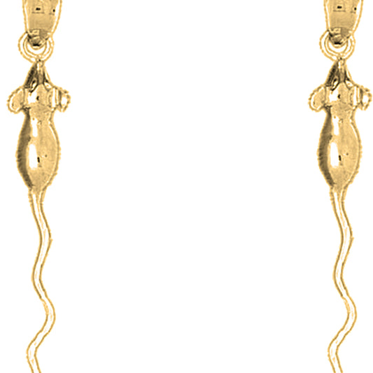 Yellow Gold-plated Silver 42mm Rat Earrings