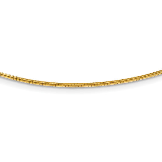 14K Yellow Gold 1.2mm Detachable Clasp Omega Chain