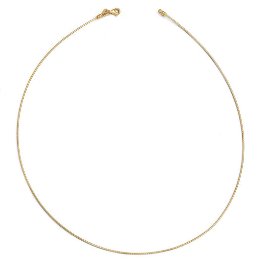 14K Yellow Gold 1MM Round Detachable clasp Omega Chain