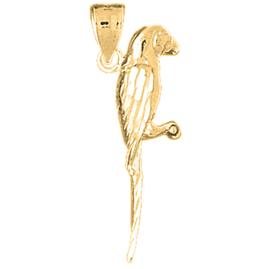 Yellow Gold-plated Silver 3D Parrot Pendant