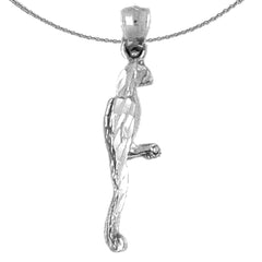 Sterling Silver 3D Parrot Pendant (Rhodium or Yellow Gold-plated)