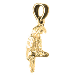 Yellow Gold-plated Silver 3D Parrot Pendant