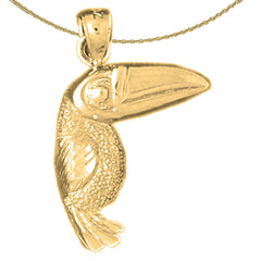 Sterling Silver Toucan Pendant (Rhodium or Yellow Gold-plated)