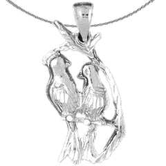 Sterling Silver Parrot Pendant (Rhodium or Yellow Gold-plated)