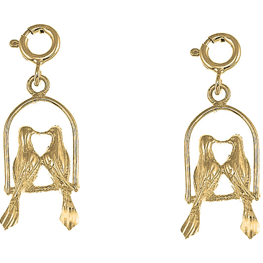 Yellow Gold-plated Silver 22mm Parrot Earrings