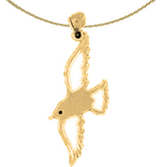 Sterling Silver Bird Pendant (Rhodium or Yellow Gold-plated)