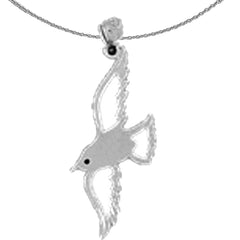 Sterling Silver Bird Pendant (Rhodium or Yellow Gold-plated)